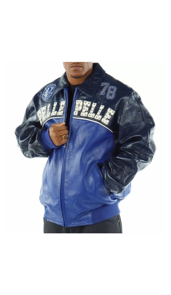 Pelle Pelle Blue Heritage Croc Leather Jacket | Men Jacket