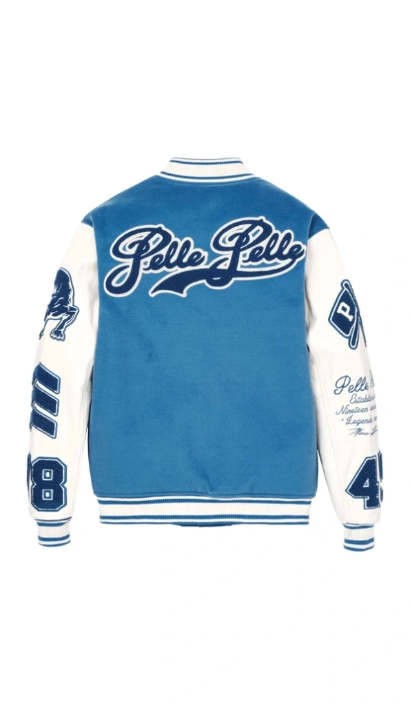 Pelle Pelle MB Blue And White Varsity Jacket | Wool Jacket