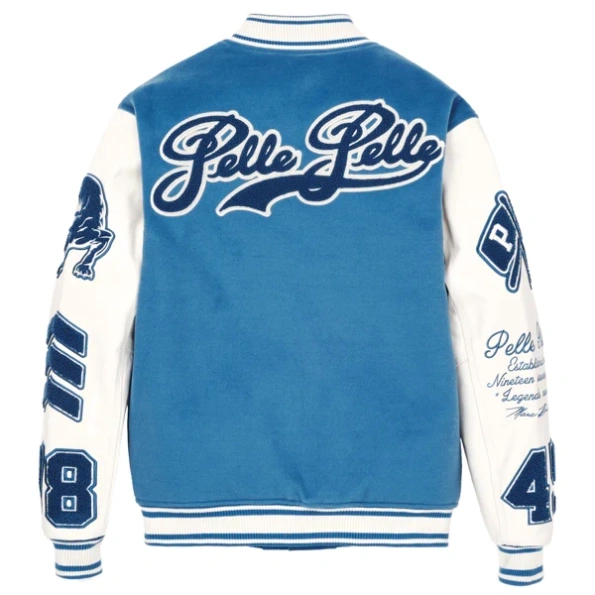 Pelle Pelle MB Blue And White Varsity Jacket | Wool Jacket