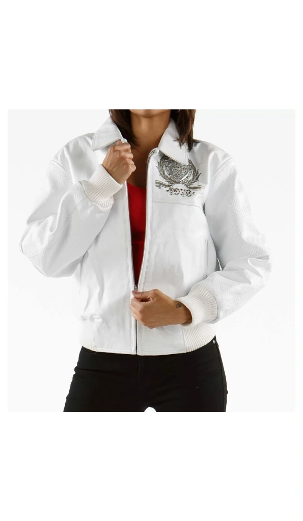 Pelle Pelle Women White Studs Leather Jacket