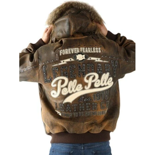 Pelle Pelle Brown Legendary Fur Hood Jacket | Leather Jacket