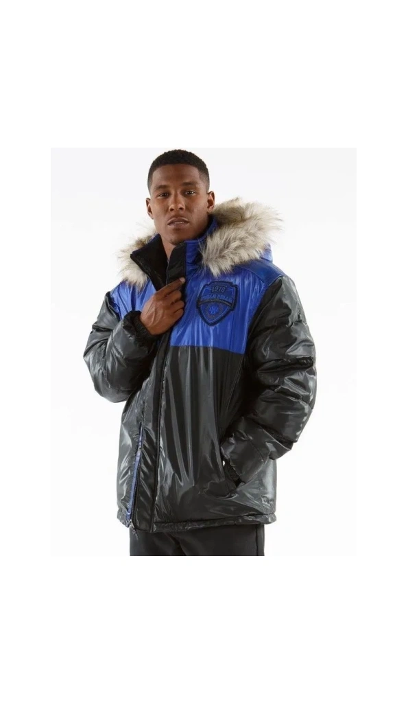 Pelle Pelle Men Blue Fur Hood Puffer Jacket | MB Jacket