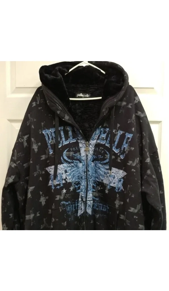 Pelle Pelle Men Printed Wool Hood Jacket | Black Jacket