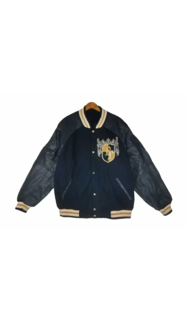 Pelle Pelle Black Leather Wool Varsity Jacket