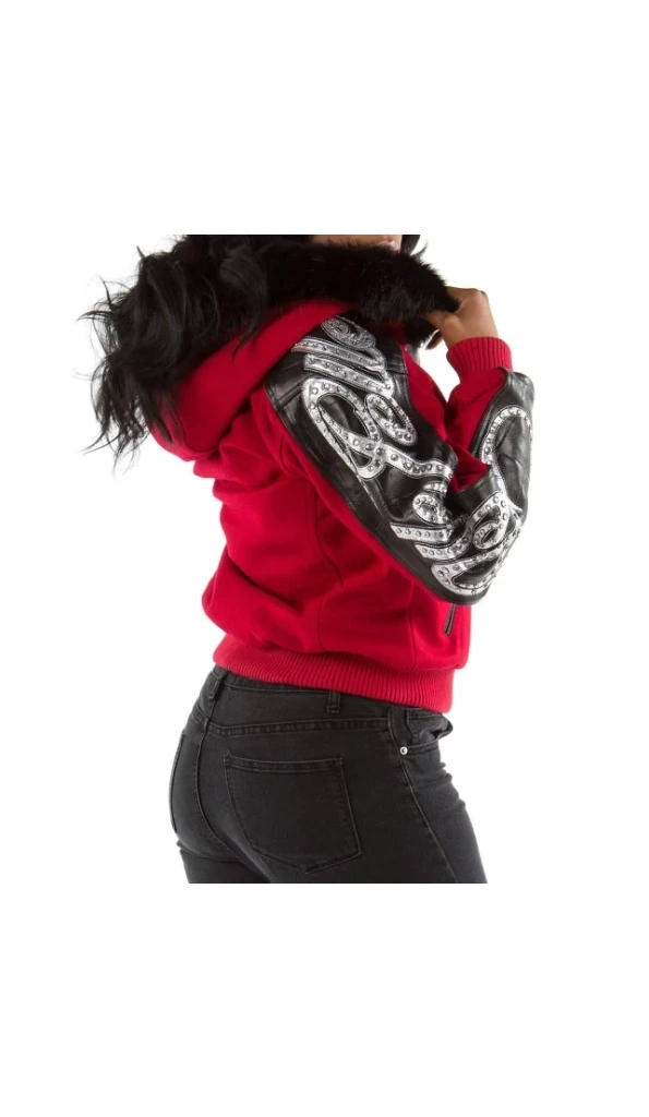 Pelle Pelle Red Wool Leather Fur Hood Jacket | Women Jacket