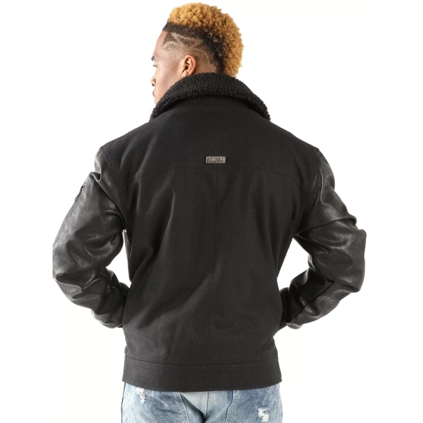 Pelle Pelle Men Wool Leather Black Jacket view 2