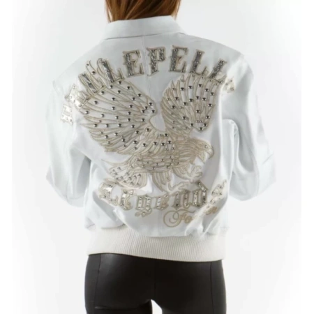 Pelle Pelle Women White Leather Studs Jacket