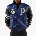 Pelle Pelle Men Blue Studded Leather Jacket