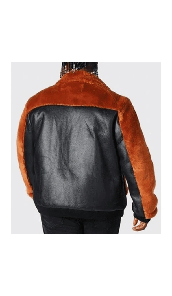 Pelle Pelle Men Aviator Leather Jacket | Black & Orange