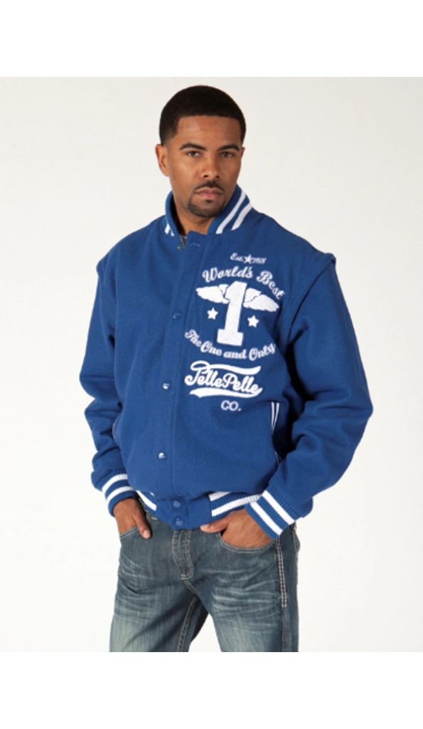 Pelle Pelle Blue World Best Men Varsity Jacket | Wool Jacket