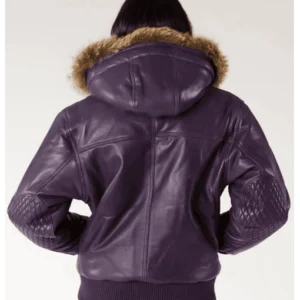 Pelle Pelle Quilted Fur Hood Leather Jacket | Purple Jacket