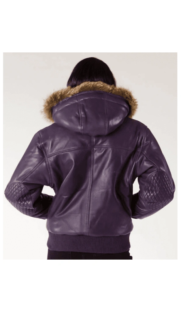 Pelle Pelle Quilted Fur Hood Leather Jacket | Purple Jacket