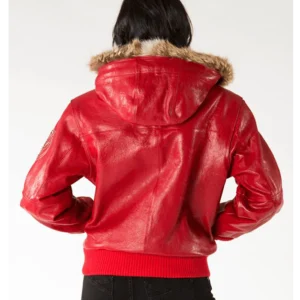 Pelle Pelle Red Women Fur Hood Leather Jacket view 2