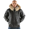 Pelle Pelle Men Encrusted Fur Hood Jacket