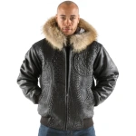 Pelle Pelle Men Encrusted Fur Hood Jacket