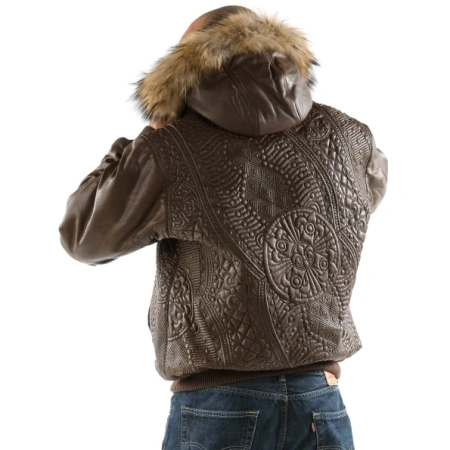 Pelle Pelle Encrusted Brown Fur Hood Jacket