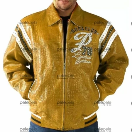 Pelle Pelle Mustard Soda Club Croc Leather Jacket