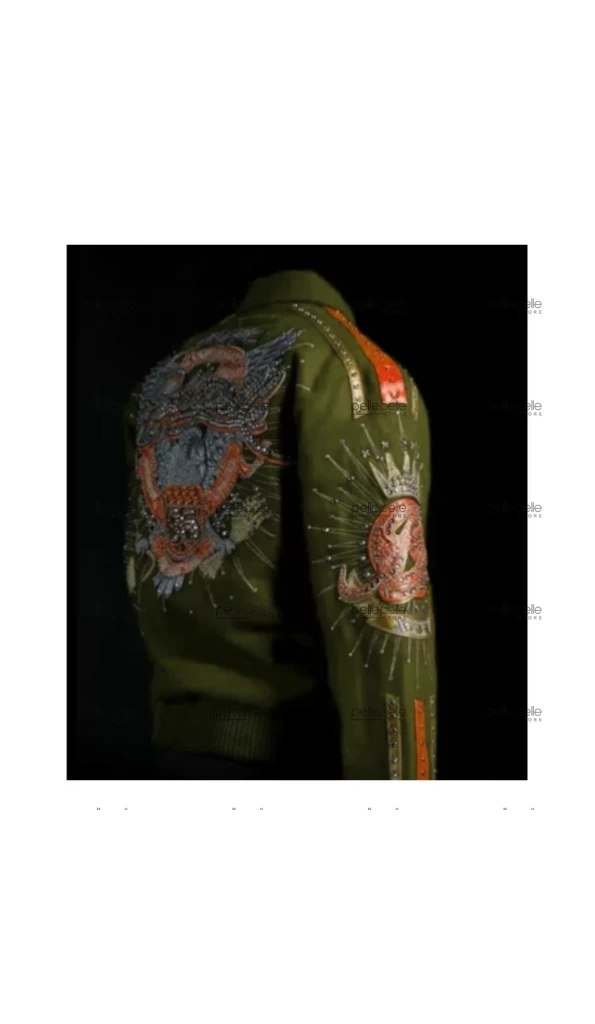 Pelle Pelle Dark Green Studs Wool Jacket | 35th Anniversary