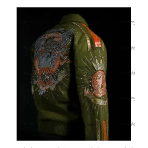 Pelle Pelle Dark Green Studs Wool Jacket | 35th Anniversary view 1