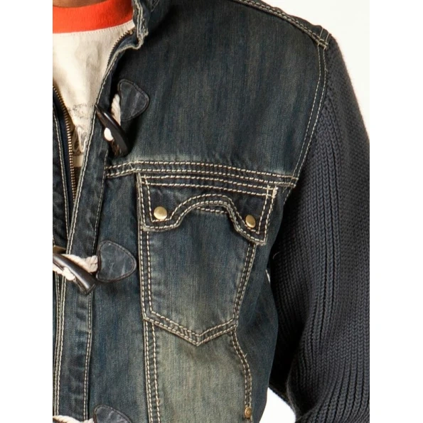 Pelle Pelle Men Blue Wool Denim Jacket