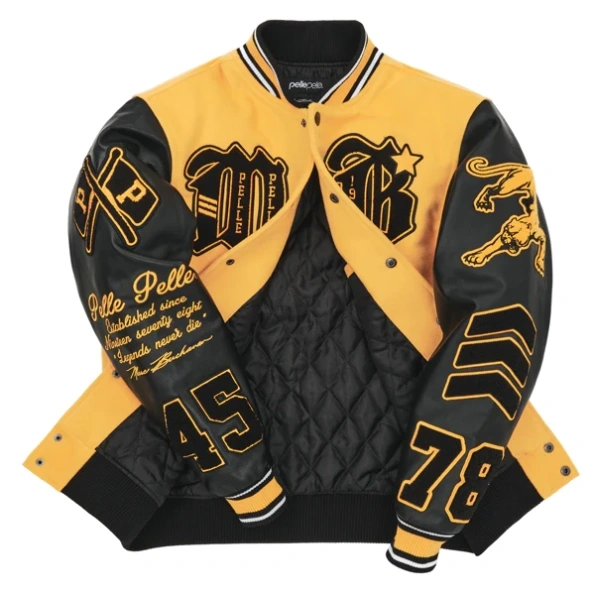 Pelle Pelle Yellow And Black Letterman Jacket