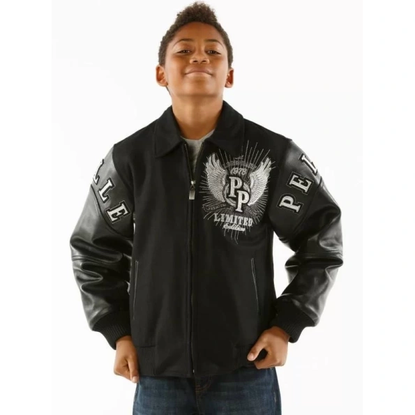 Pelle Pelle Kids Black Wool Leather Jacket