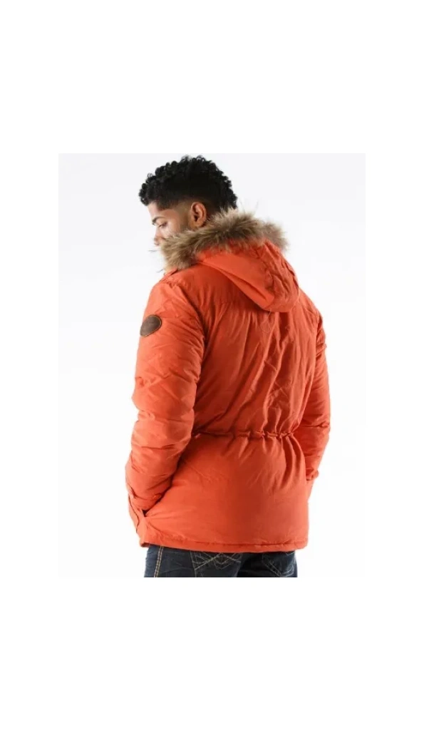Pelle Pelle Orange Fur Hood Long Coat
