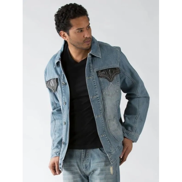 Pelle Pelle Men Light Blue Denim Jacket view 1