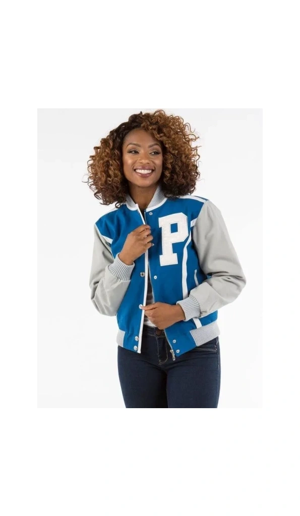 Pelle Pelle Grey And Blue Varsity Wool Jacket | Women Jacket