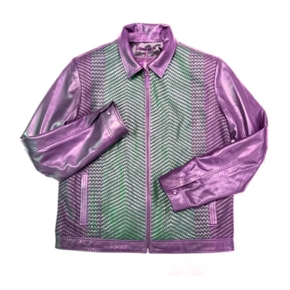 Pelle Pelle Pink Weaved Leather Jacket