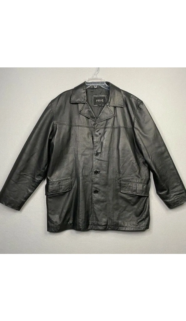 Pelle Pelle Men Black Leather Coat