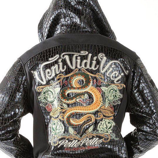 Pelle Pelle Veni Vidi Vici Croc Leather Jacket | Fur Hood