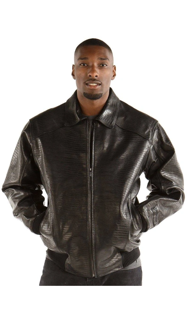Pelle Pelle Men Plain Crocodile Leather Jacket