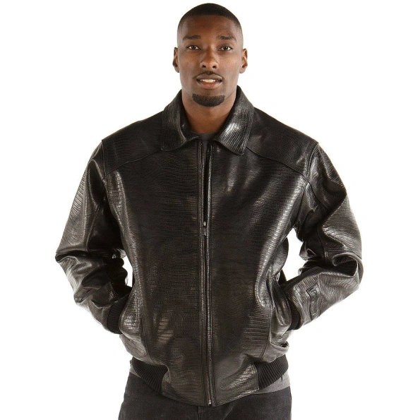 Pelle Pelle Men Plain Crocodile Leather Jacket