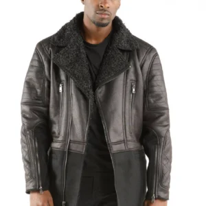 Pelle Pelle Black Men Leather Long Coat