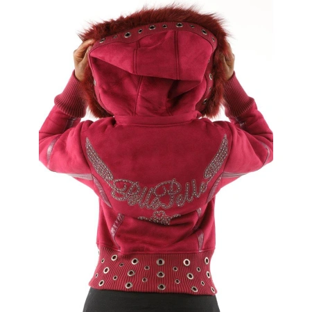 Pelle Pelle Red Winged Fur Hood Wool Jacket