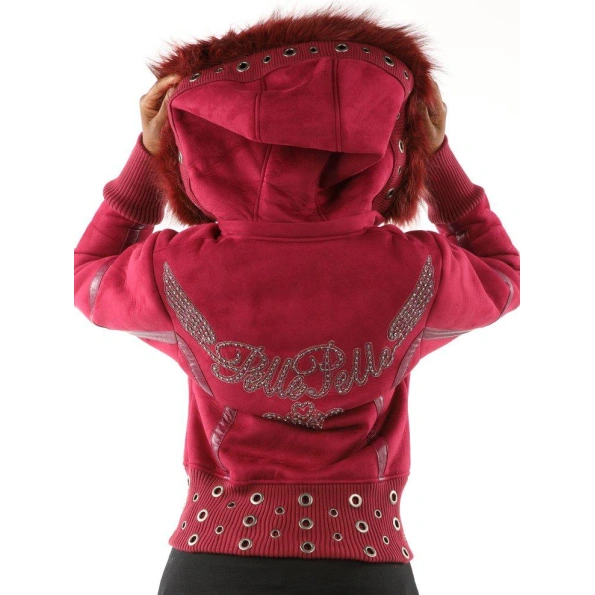 Pelle Pelle Red Winged Fur Hood Wool Jacket