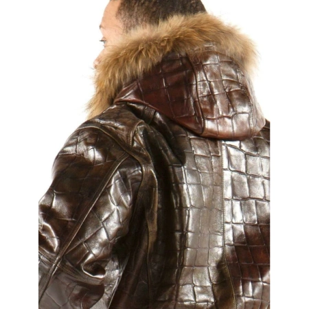 Pelle Pelle Dark Brown Croc Leather Jacket