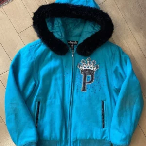 Pelle Pelle Blue Princess Fur Hood Wool Jacket | MB Jacket