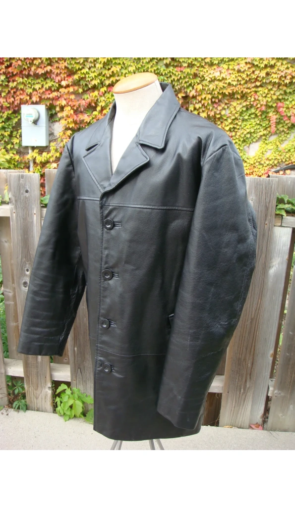 Pelle Pelle Black Genuine Leather Long Coat
