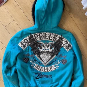 Pelle Pelle Blue Princess Fur Hood Wool Jacket | MB Jacket view 2