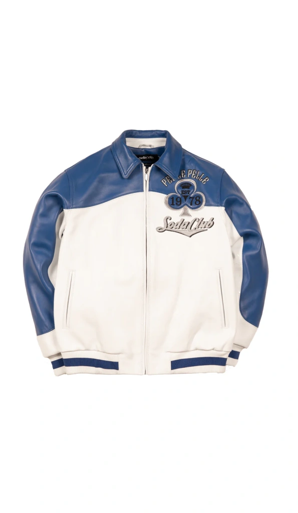 Pelle Pelle Winner Takes All Soda Club White and Blue Jacket