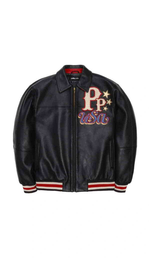 Pelle Pelle Stars and Stripes Black Leather Jacket