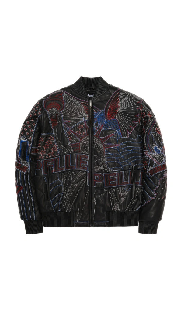 Pelle Pelle America Quilted Black Leather Jacket