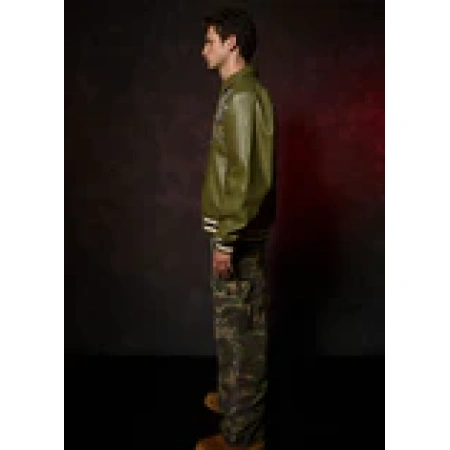 Pelle Pelle Stars and Stripes Olive Leather Jacket view 7